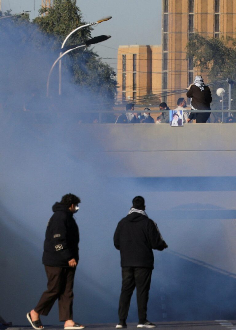 Supporters of Iraqi Shi'ite armed groups gather after the killing of Iran's Supreme Leader Ayatollah Ali Khamenei, in Baghdad